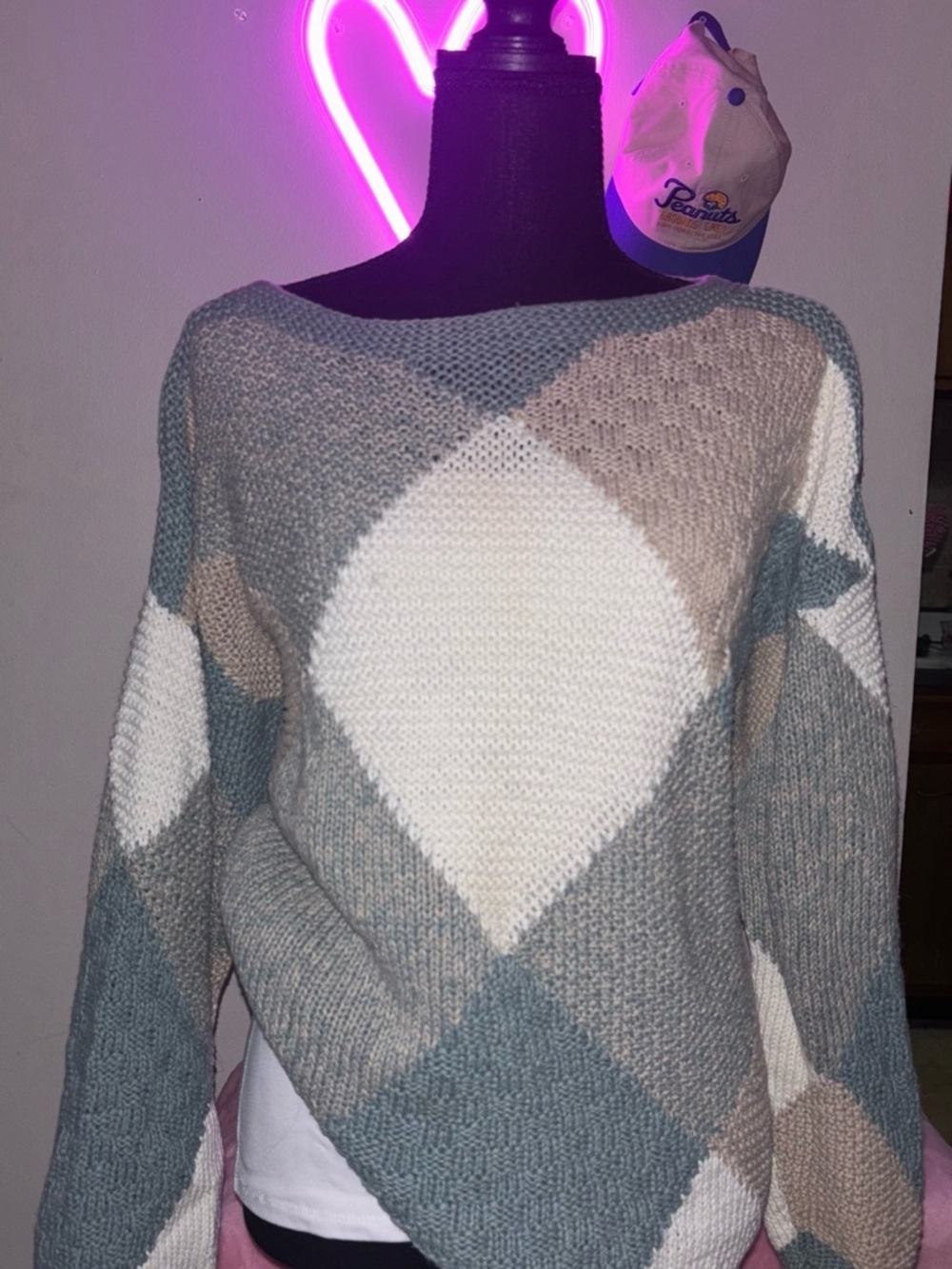 Yarnworks Handknit Patchwork Sweater Large Cotton Ramie Cozy Vintage